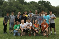 group posing in field