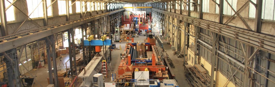 inside of warehouse with steel bridge girders