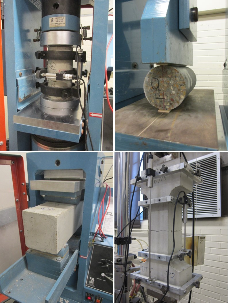 4 views of a machine compressing concrete