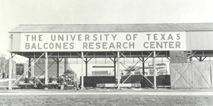 black and white photo of Balcones Research Center when it was first built